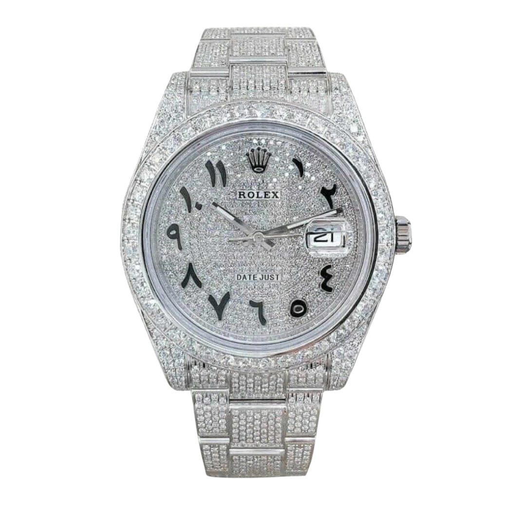 DATEJUST WHITE GOLD DIAMOND ARABIC DIAL ICED OUT