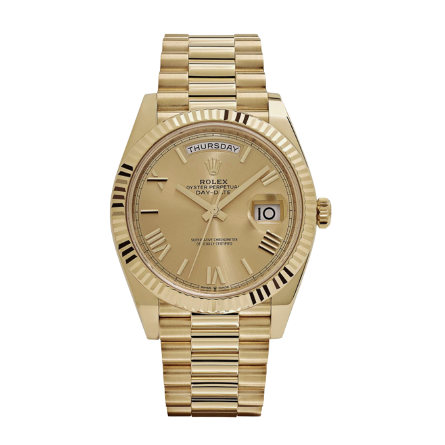 Day-date yellow gold champagne roman dial 40mm