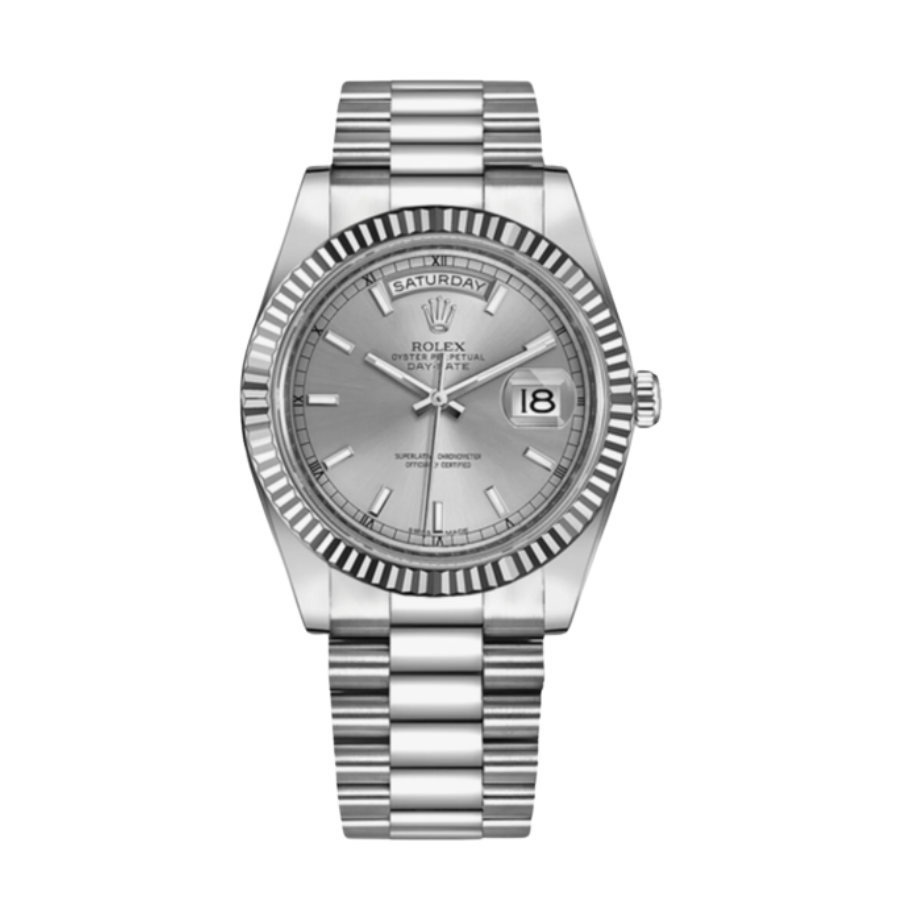 Day-date white gold silver dial 36mm
