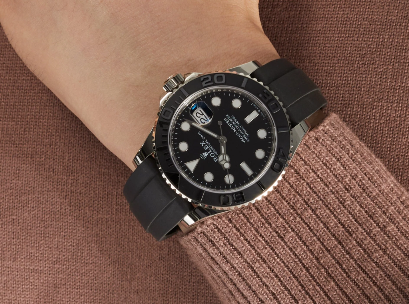 Yacht-master white gold black dial 42mm