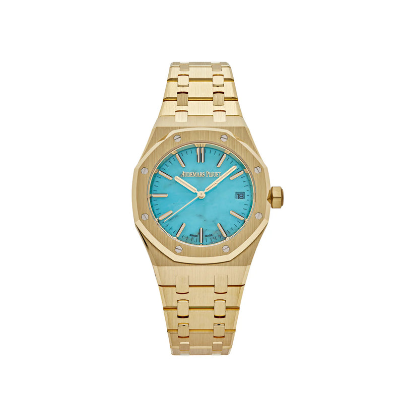 Audemars Piguet Royal Oak Selfwinding 15550BA.OO.1356BA.01 Yellow Gold Blue Turquoise Dial