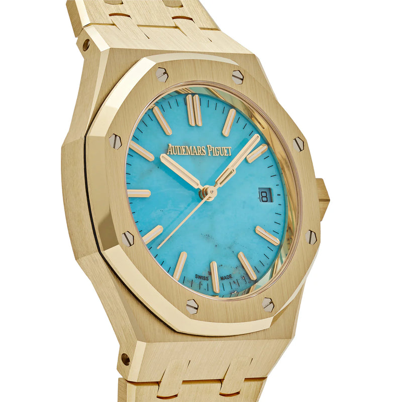 Audemars Piguet Royal Oak Selfwinding 15550BA.OO.1356BA.01 Yellow Gold Blue Turquoise Dial