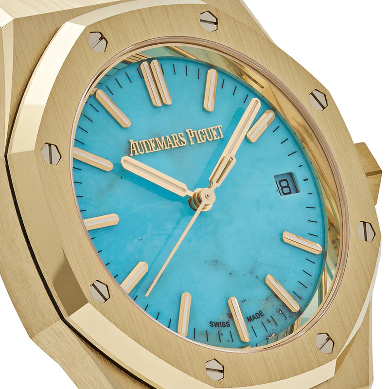 Audemars Piguet Royal Oak Selfwinding 15550BA.OO.1356BA.01 Yellow Gold Blue Turquoise Dial