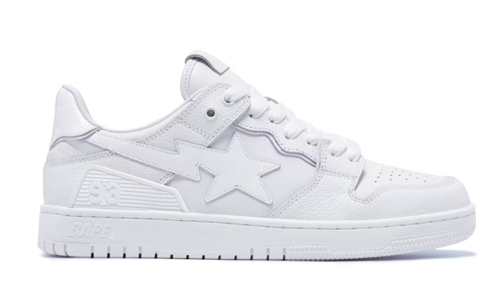 Triple White Patent Leather Sta Logo