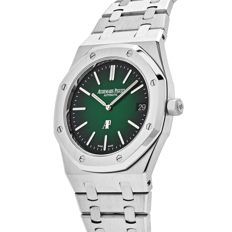 Audemars Piguet Royal Oak 15202PT.OO.1240PT.01 'Jumbo' Extra-Thin Platinum Green Dial (2021)