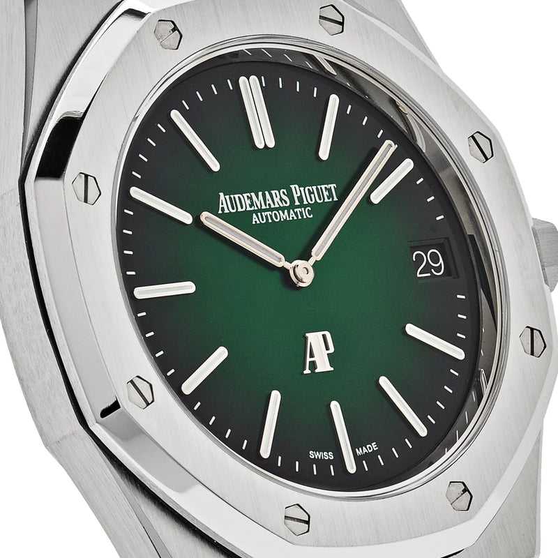 Audemars Piguet Royal Oak 15202PT.OO.1240PT.01 'Jumbo' Extra-Thin Platinum Green Dial (2021)