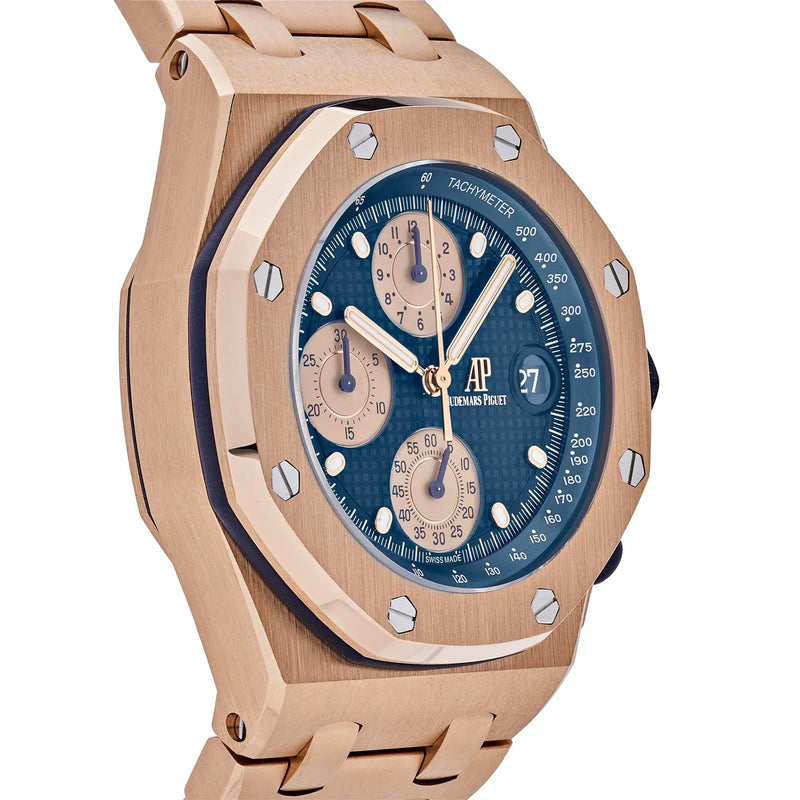 Audemars Piguet Royal Oak Offshore 26238OR.OO.2000OR.01 Chronograph 'Brick' Rose Gold Blue Dial