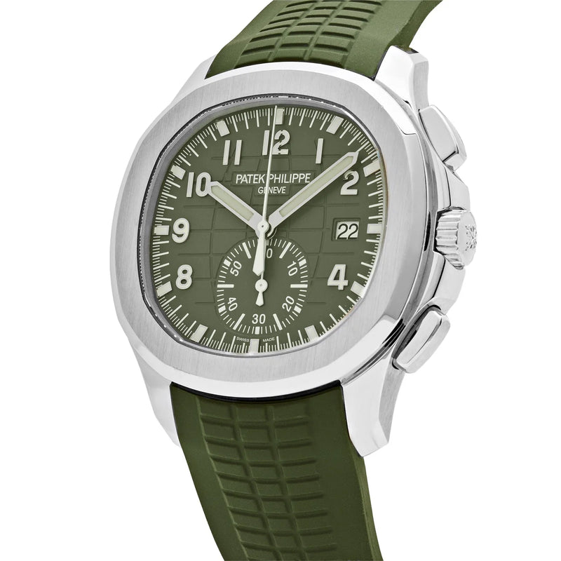 Patek Philippe Aquanaut 5968G-010 Chronograph White Gold Khaki Green Dial