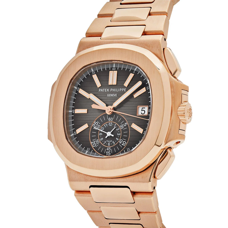 Patek Philippe Nautilus 5980/1R-001 Flyback Chronograph Date Rose Gold Black Dial