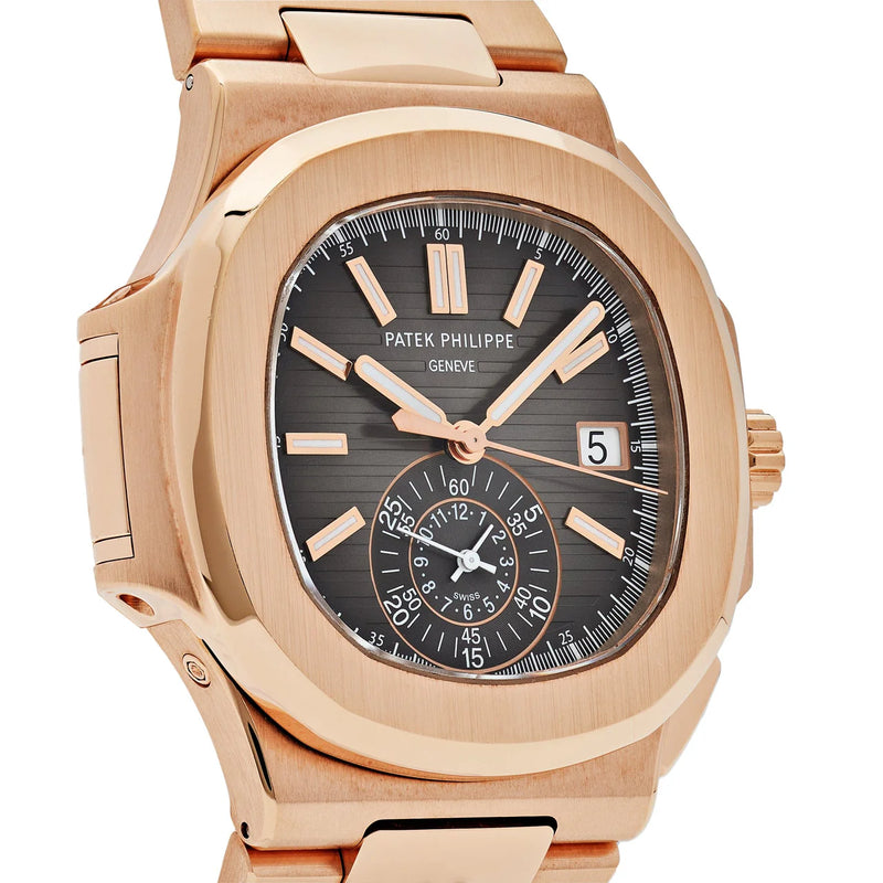 Patek Philippe Nautilus 5980/1R-001 Flyback Chronograph Date Rose Gold Black Dial