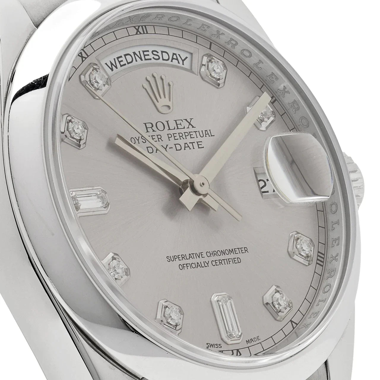 Day-Date ⁠118206 Platinum Silver Diamond Dial (2022)