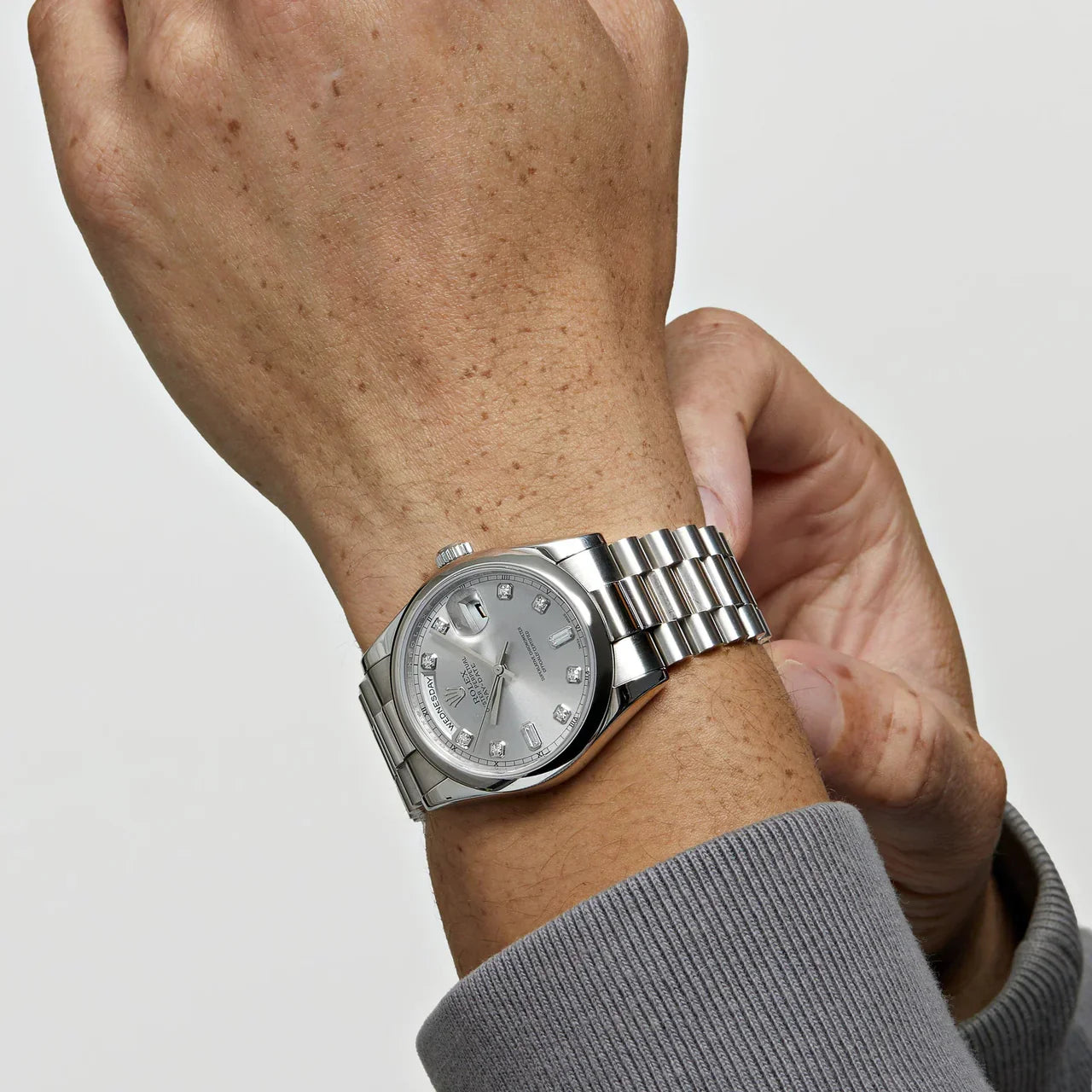 Day-Date ⁠118206 Platinum Silver Diamond Dial (2022)