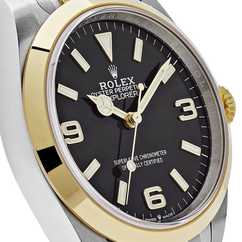 Rolex Explorer 124273 Yellow Gold Steel Black Dial