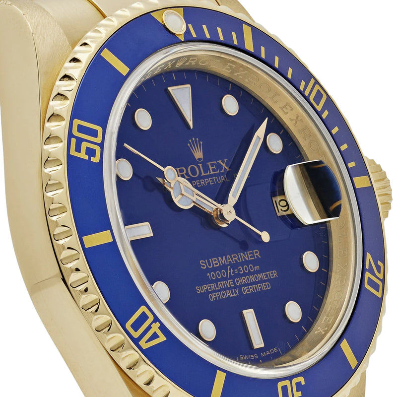 Rolex Submariner Date 16618LB Yellow Gold Blue Dial