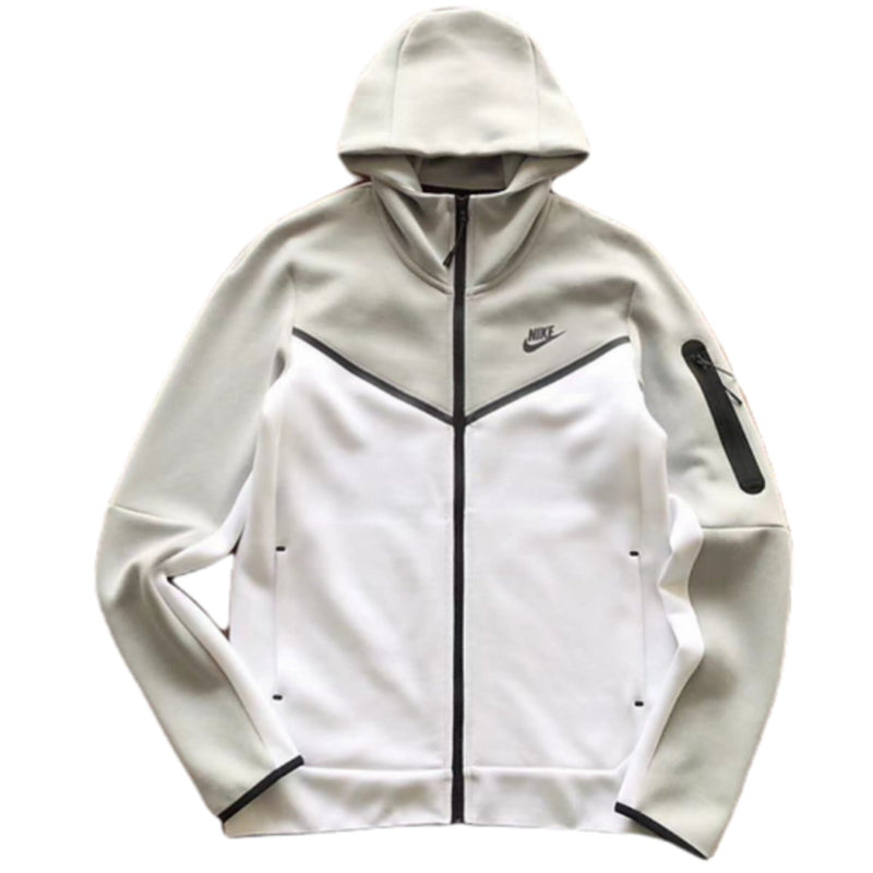 NIKE TECH FLEECE – LIGHT GREY AND WHITE (FULL)