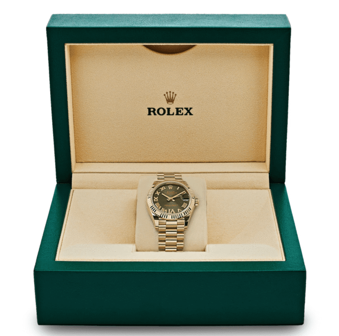 Date just ladies yellow gold diamond green dial 31mm - Image 4