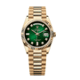 Day-date yellow gold green diamond dial 36mm