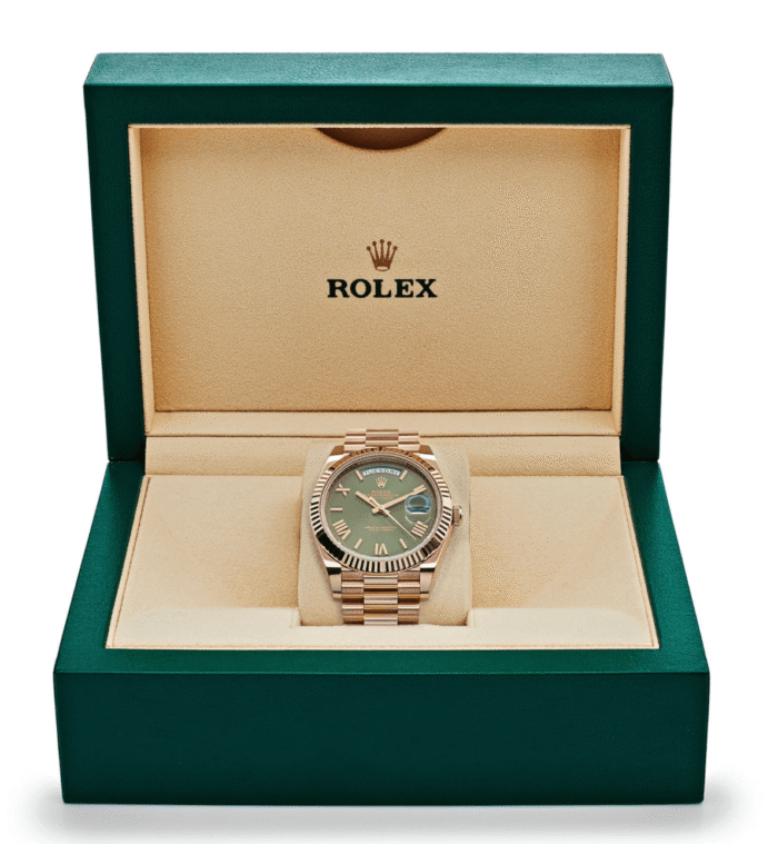 Day-date rose gold olive green dial 40mm - Image 4