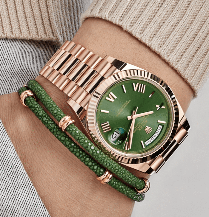 Day-date rose gold olive green dial 40mm - Image 2