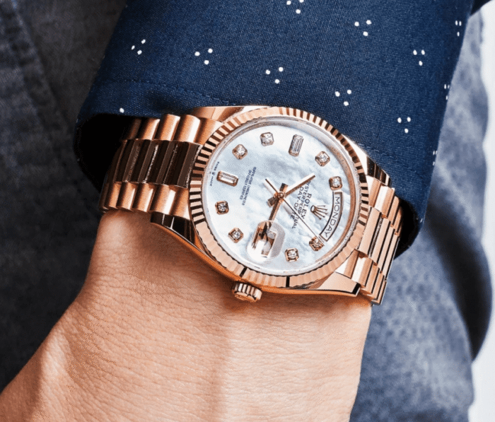 Day-date rose gold mother of pearl diamond dial 36mm - Image 3