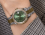 Date just ladies yellow gold green roman dial 31mm - Image 3
