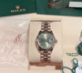 Date just ladies rose gold olive diamond green dial 28mm - Image 3