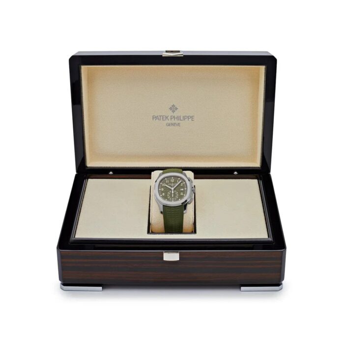 Aquanaut 5968G-010 Chronograph White Gold Khaki Green Dial - Image 2