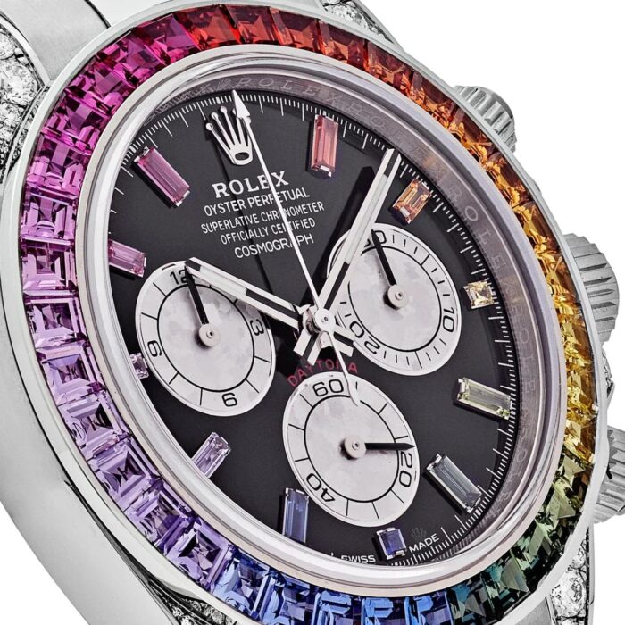 Daytona 116599RBOW 'Rainbow' White Gold Black Dial Sapphire Bezel (2022) - Image 7